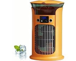 Luchtkoeler/ventilator, draagbare ventilator zonder bladen met waterreservoir van 880 ml, 3 snelheden, 180° groothoekluchtstroom en 7 LED-lampjes – stille bureauventilator (oranje)
