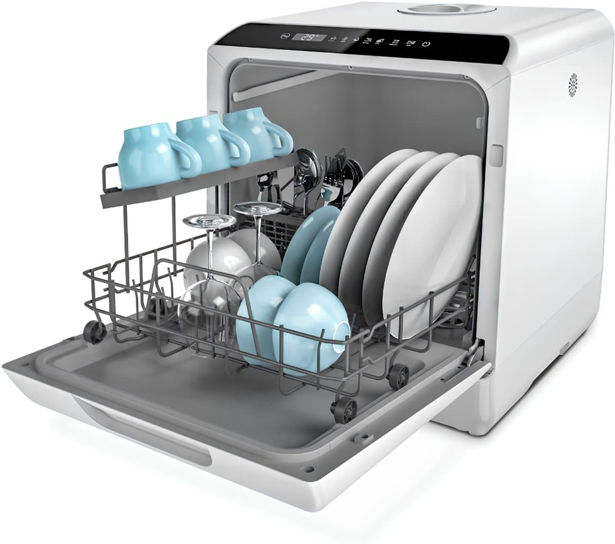 Lìon® Mini Vaatwasser - Afwasmachine - Vrijstaande Vaatwasser - Grijs - 43cm x 43cm x 46cm — afbeelding 1