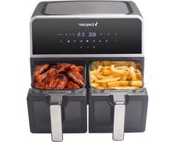 Airfryer Dubbele Mand - Heteluchtfriteuse Dubbel - Gezond Frituren - Twee Manden Apart - 9 Liter - Zwart