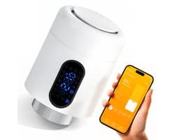 WiFi Radiatorthermostaat met App-bediening en 7 Ventieladapters – Wit – 1 stuk