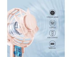 Krachtige Mini Handventilator met 3 Snelheden - Draagbare USB Ventilator voor Binnen en Buiten