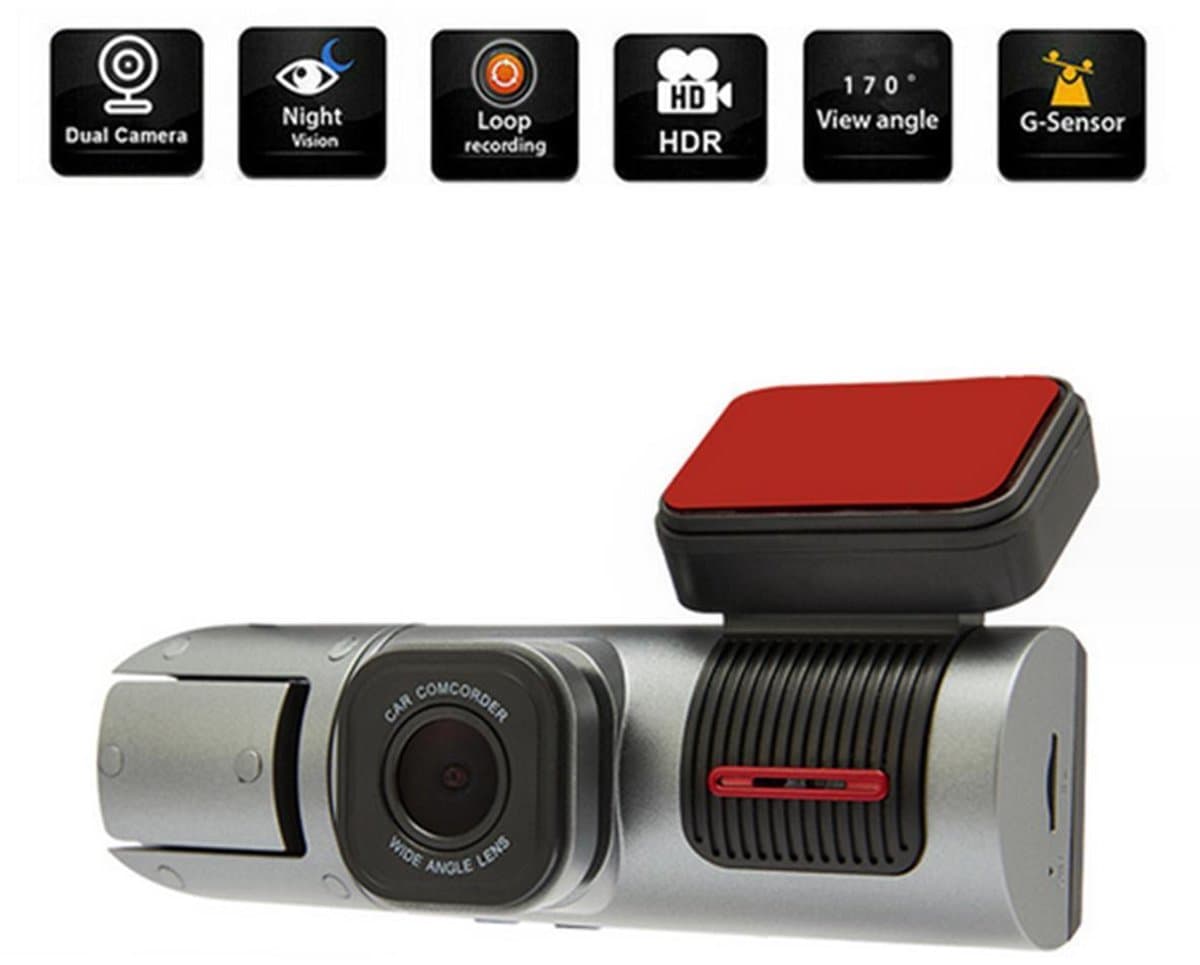 3,16 inch HD auto DVR-rijrecordercamera met ingebouwde dubbele lens voor de rijrecorder — afbeelding 1