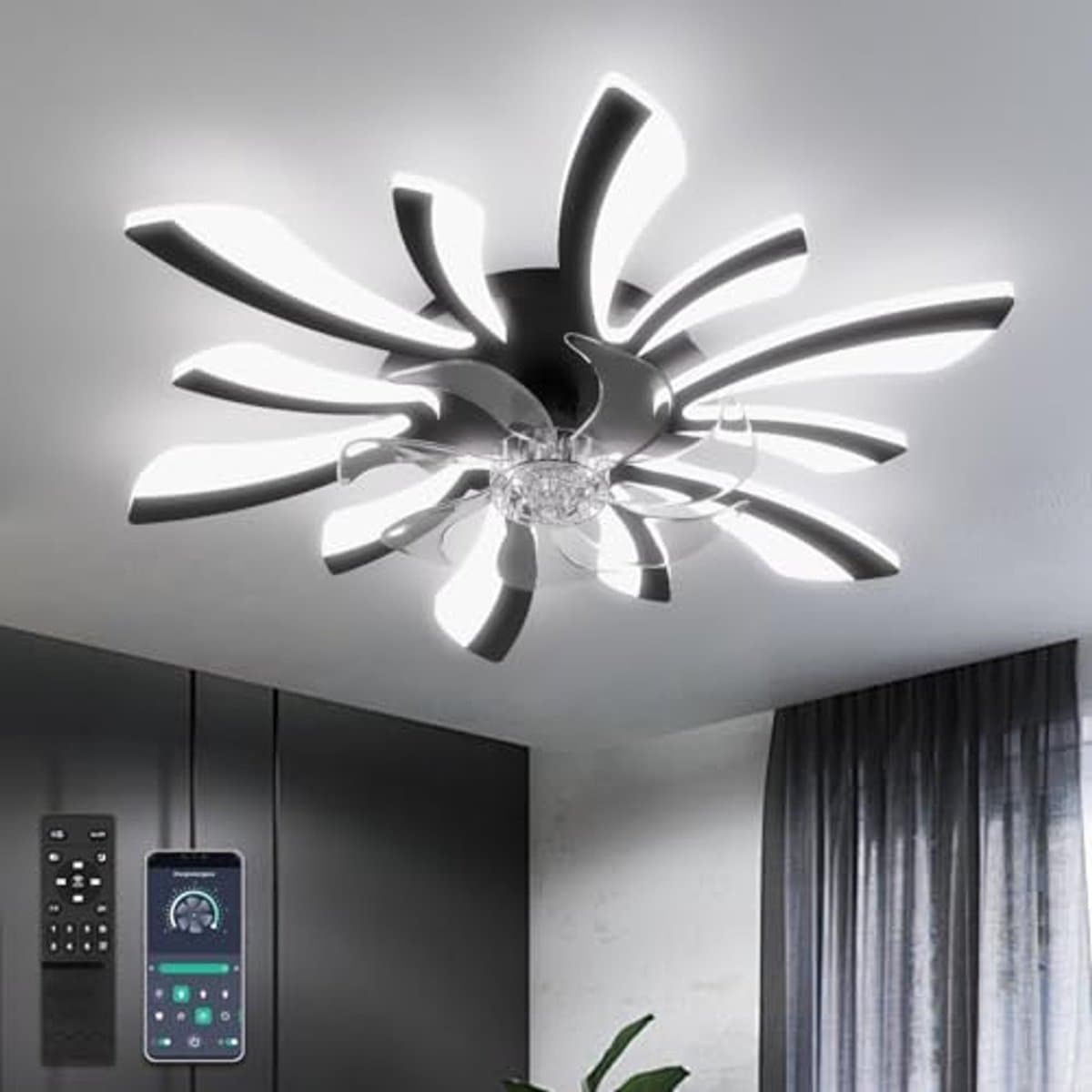 Dimbare Plafondventilator met Verlichting en Afstandsbediening – 78 cm Modern Ontwerp, 6 Snelheden voor Zomer en Winter — afbeelding 1