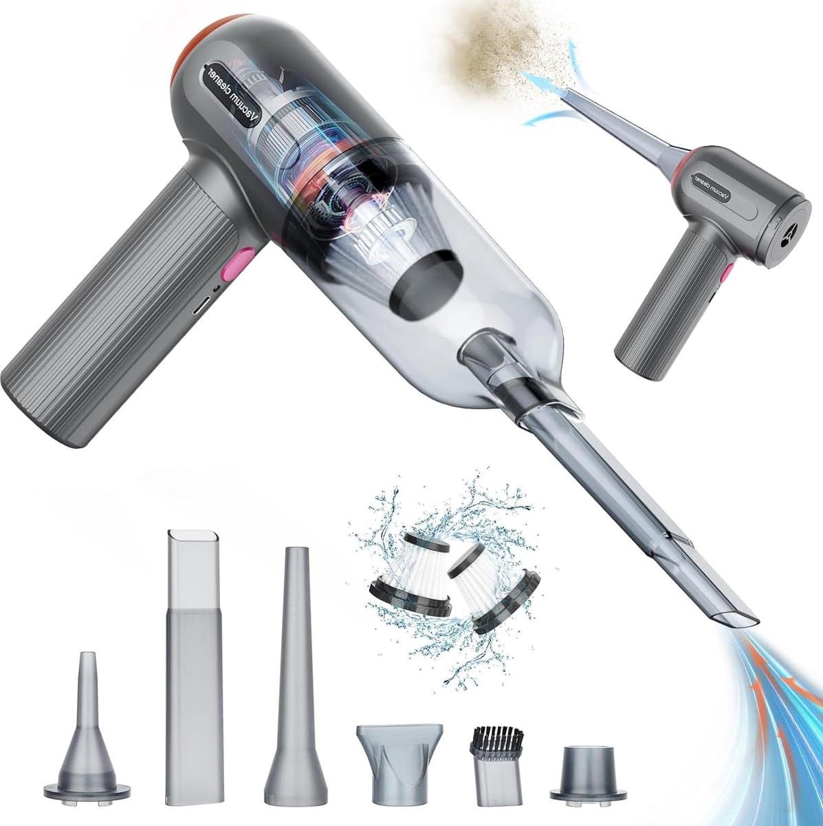 Krachtige Handstofzuiger 9000PA - Draadloze Autostofzuiger - 3-in-1 Handheld Stofzuiger - USB Oplaadbaar - Nat/Droog - Thuis Kantoor Auto — afbeelding 1