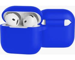 Case - Geschikt voor Apple AirPods 4 / 5 - Siliconen Hoes met Clip - Silicone Hoesje Cover - Blauw
