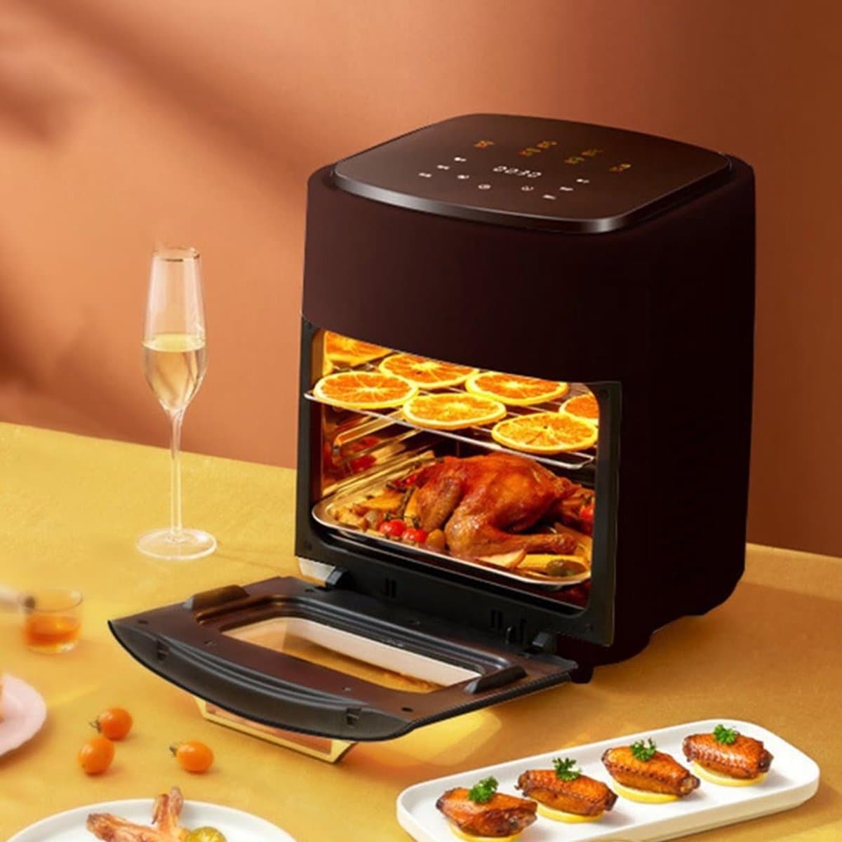 Heteluchtfriteuse Oven - Convectie Oven - Grote Maaltijden Bereiden - 15 Liter Capaciteit - 37x29x37 cm - Zwart — afbeelding 1