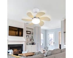 Glitzerlife - Plafond ventilator met verlichting - stille plafondventilator - stil met afstandsbediening en timer - Ø75cm - houtlook - plafondlampen met ventilator voor woonkamer en slaapkamer