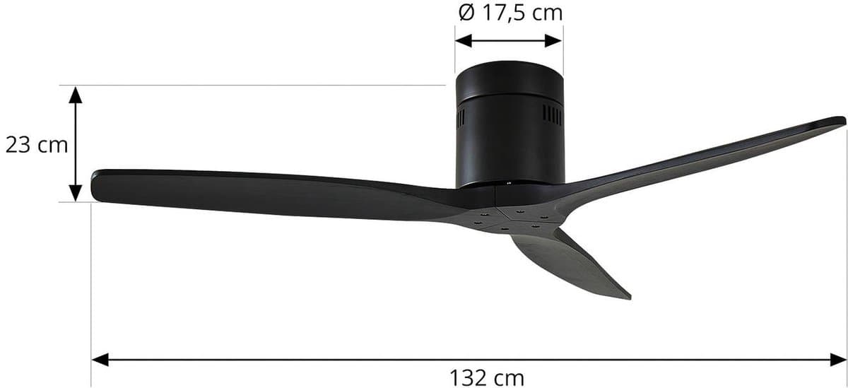 Lucande - Plafondventilatoren zonder verlichting - Hout, ijzer - H: 23 cm - zwart — afbeelding 1