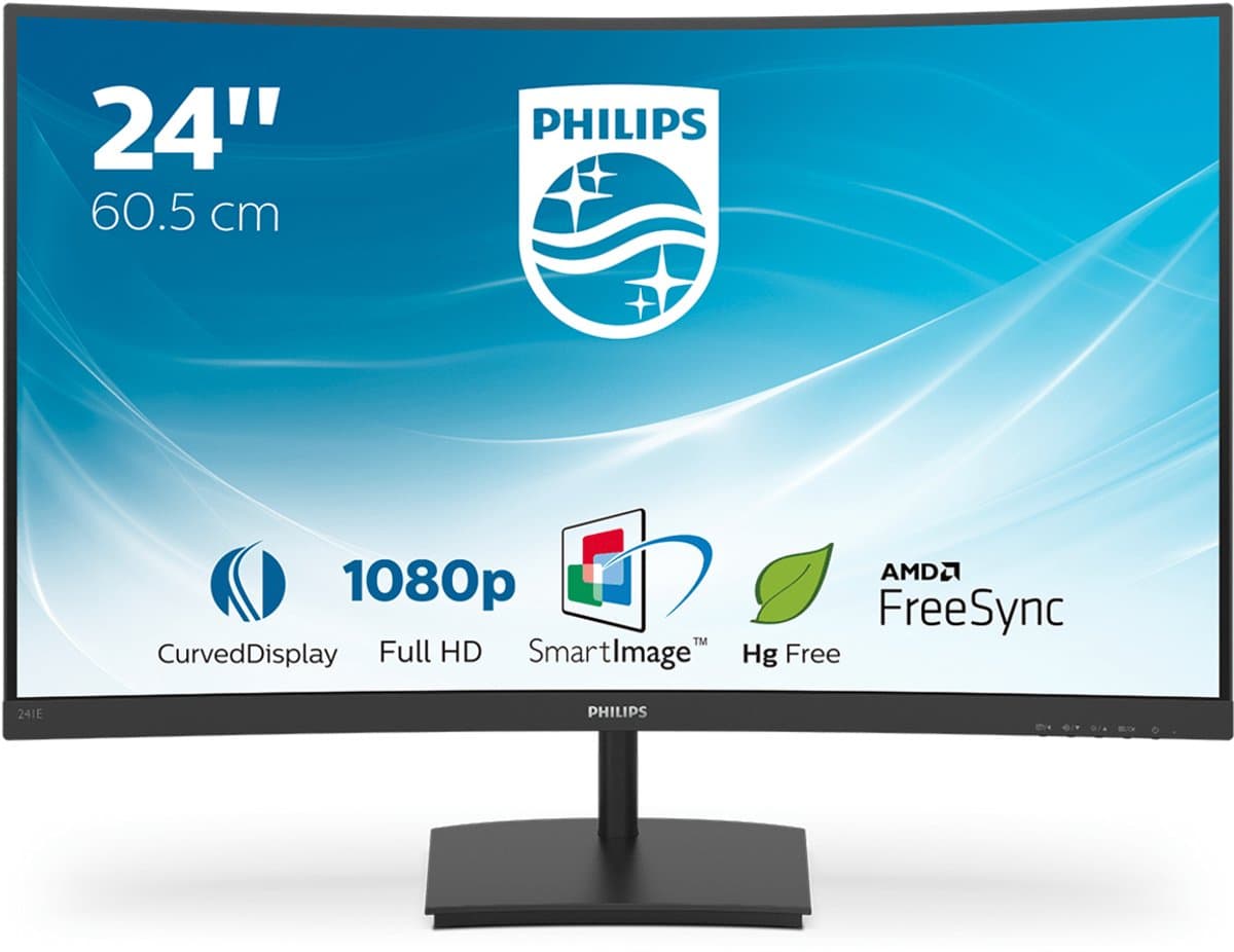 Philips 241E1SC - Full HD Curved Monitor - FreeSync - 75hz - 24 inch — afbeelding 1