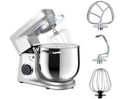 Keukenmixer - Voedselmixer - Bakken en koken - Krachtige 1700W motor - 11L capaciteit - Zilver