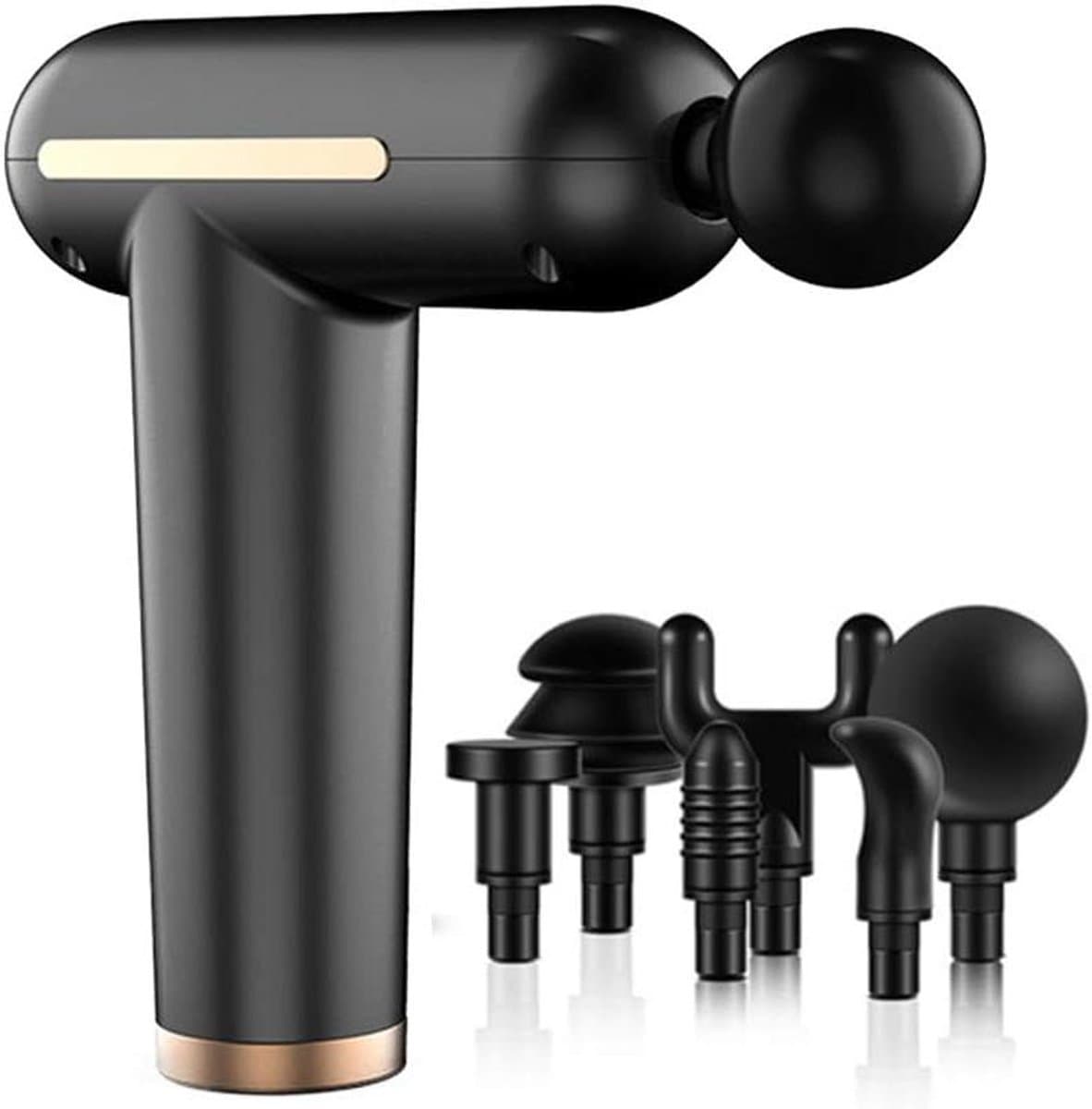 Muscle Massage Gun Mini Fascia Gun can be charged by USB, Deep Tissue Muscle Massager, Portable Fascia Gun 6 Massage Head 3 Speed Adjustment,Black — afbeelding 1