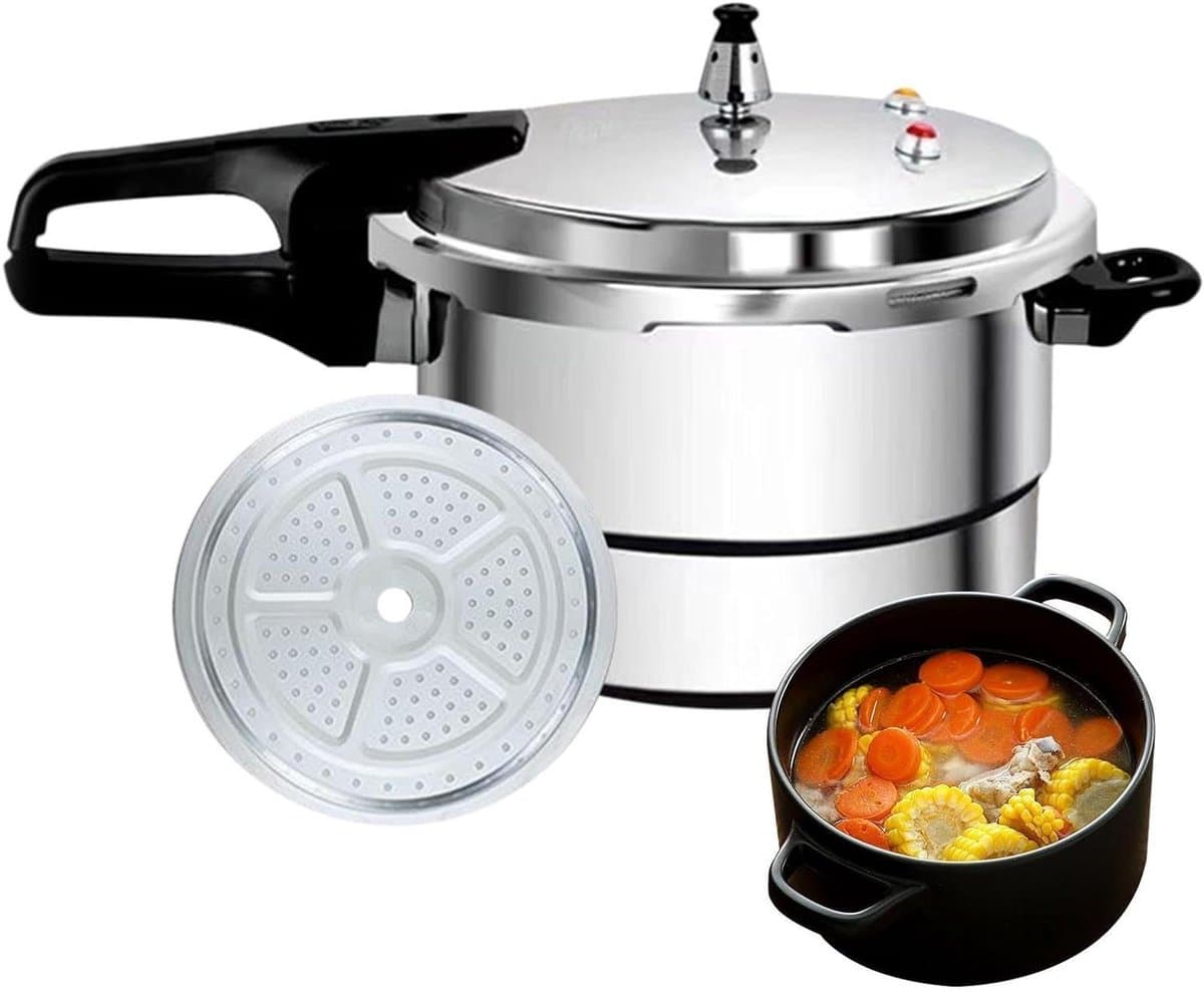 Large Pressure Cooker - 7L Instant with Steaming Raack | Kitchen Pots Safetty Stainless Pressure Canner,for Induction Electric Stove Soup Chicken Rice Cooking Home Apartments — afbeelding 1
