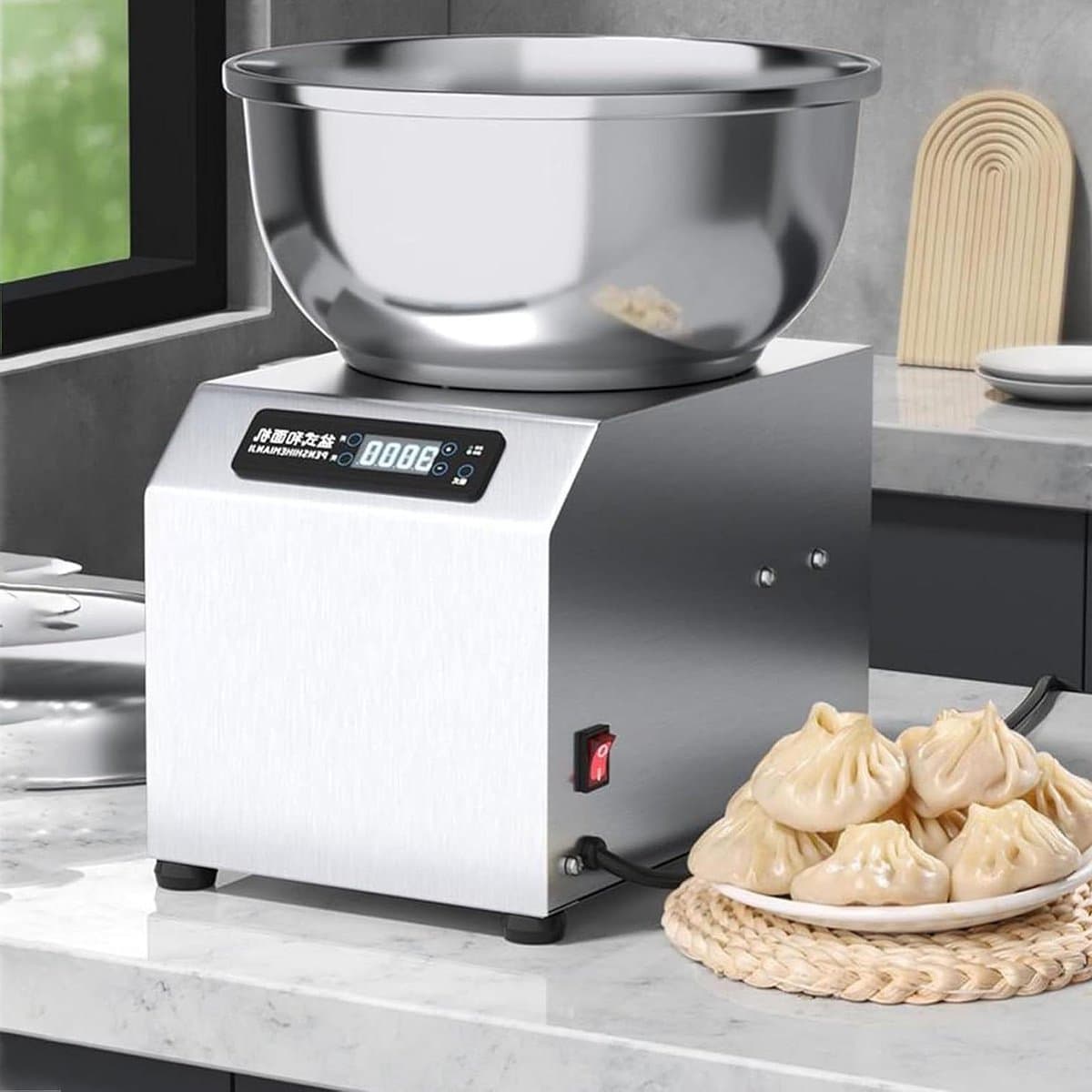 Elektrische Deegmixer - Kneedmachine Keuken - Brood Deeg Maken - Krachtige 2200W Motor - Tot 8kg Deeg - Zilver — afbeelding 1