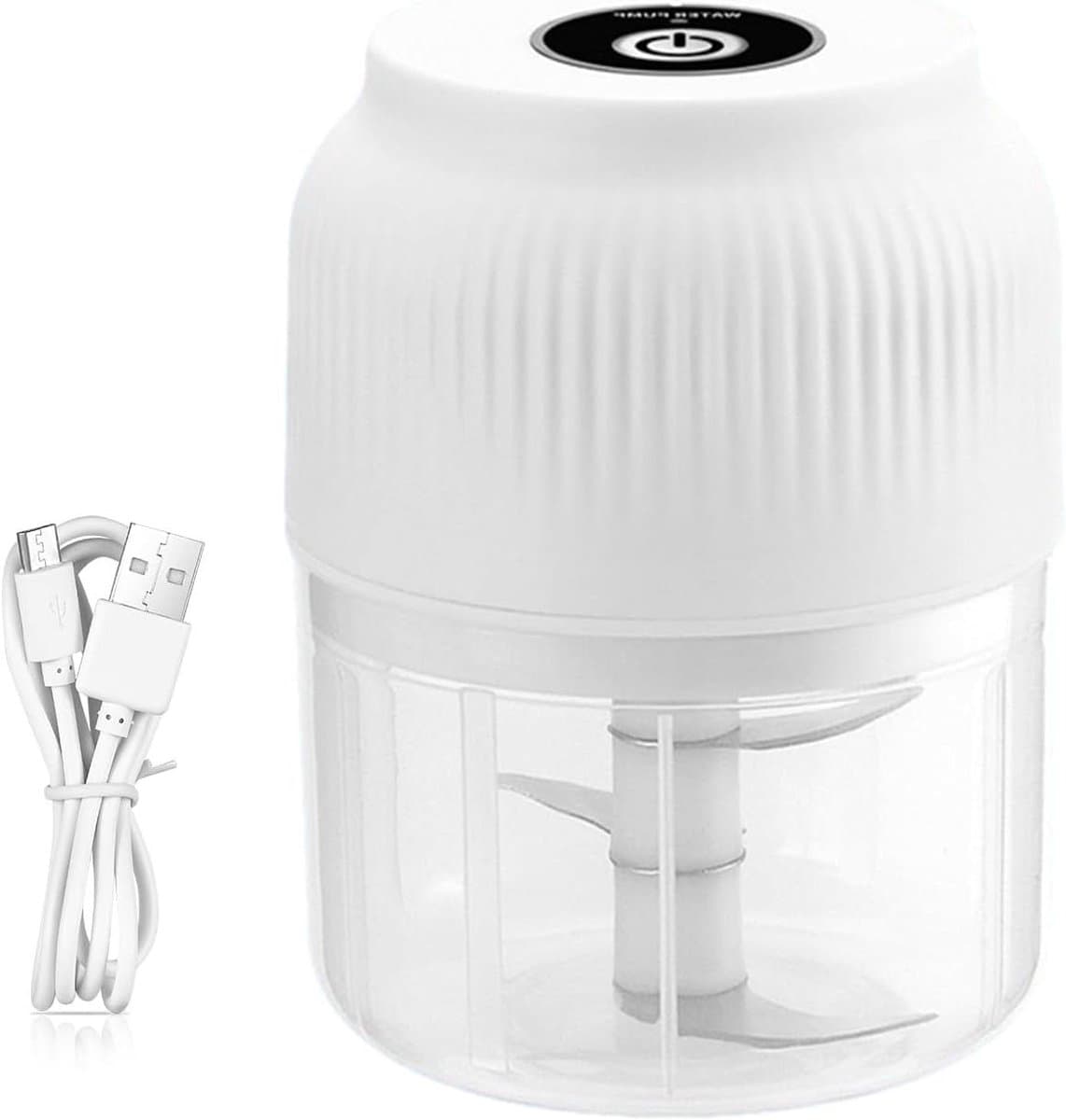 Mini Keukenmachine - Elektrische Hakker - Maaltijden Voorbereiden - Draadloos Oplaadbaar - 300ml - Wit — afbeelding 1