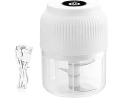 Mini Keukenmachine - Elektrische Hakker - Maaltijden Voorbereiden - Draadloos Oplaadbaar - 300ml - Wit