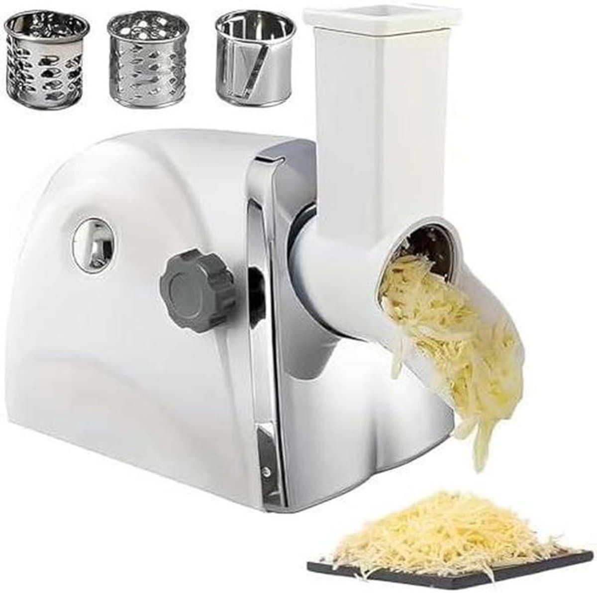 Elektrische Kaasrasp - Groente Snijder - Snel Ingrediënten Bereiden - Handsfree Bediening - 45x24x28cm - Zilver — afbeelding 1