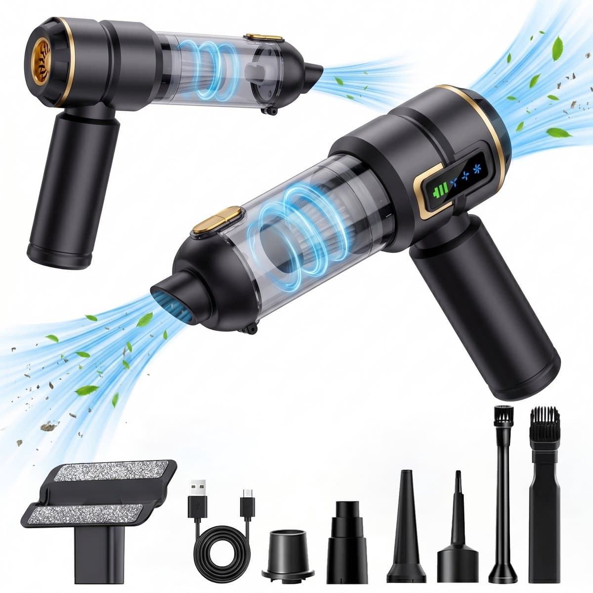 Fokelyi Auto Stofzuiger Draadloos - Handstofzuiger - Zuigen & Blazen - Air Duster - Kruimeldief - Oplaadbaar - Zuigen & Blazen - Nat & Droog — afbeelding 1