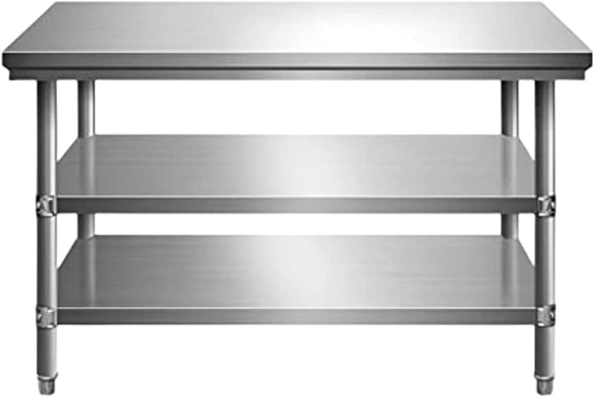 Werkbank RVS - Buitenkeuken Tafel - Voedselbereiding Buiten - Drielaags Opslagontwerp - 31x19x31 inch - Zilver — afbeelding 1