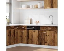 Afwasmachine paneel - Keukenfront paneel - Keuken integratie - Oude hout-look - 60x67 cm - Bruin