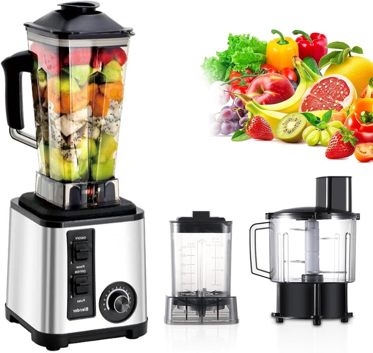 Keukenmachine - Commerciële Blender - Grote Porties Maken - 15 Snelheidsstanden - 3 Liter Capaciteit - Zilver — afbeelding 1
