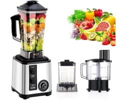 Keukenmachine - Commerciële Blender - Grote Porties Maken - 15 Snelheidsstanden - 3 Liter Capaciteit - Zilver