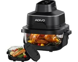 Elektrische Airfryer - Compacte Keukenoven - Gezond Koken - Zonder Olie - 25x25x30 cm - Zwart