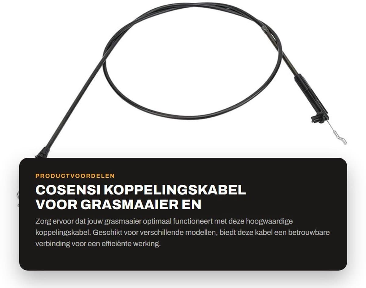 Dailygoods- Remkabel 147,32 cm - Geschikt voor Toro Maaier 20013/20014/20017 - Onderdeelnummer 104-8676 - Duurzaam materiaal - Betrouwbaar en praktisch - Kabel — afbeelding 1