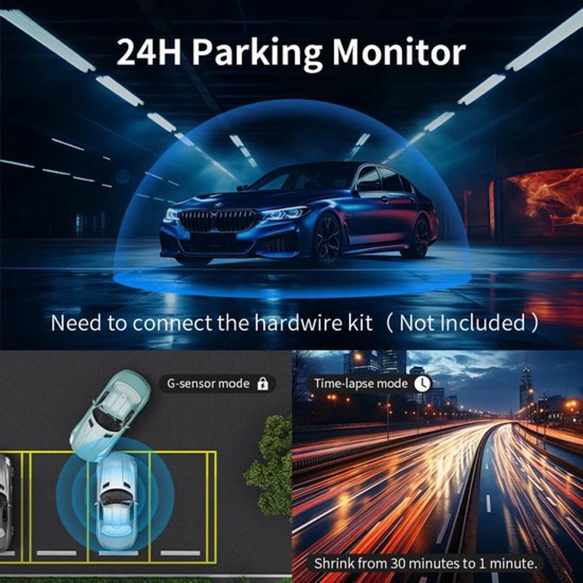 4K Dashcam met GPS, WiFi & 24u Parkeermodus – Voor- en Achtercamera – Sony Sensor – Nachtzicht – Loop Recording – Zwart — afbeelding 1