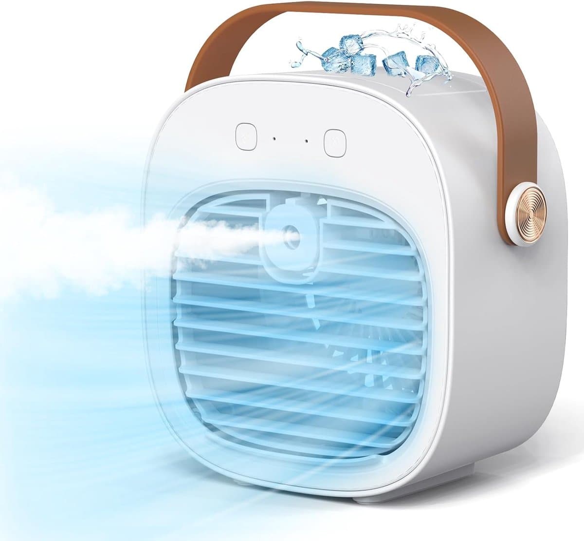 Mini airco-kleine airco-4000mAh oplaadbare persoonlijke luchtkoeler-Mini-airconditioner met 3 snelheden - mini aircooler met water-Stille desktopkoelventilator voor thuis, slaapkamer, reizen, kantoor, buiten en binnen — afbeelding 1
