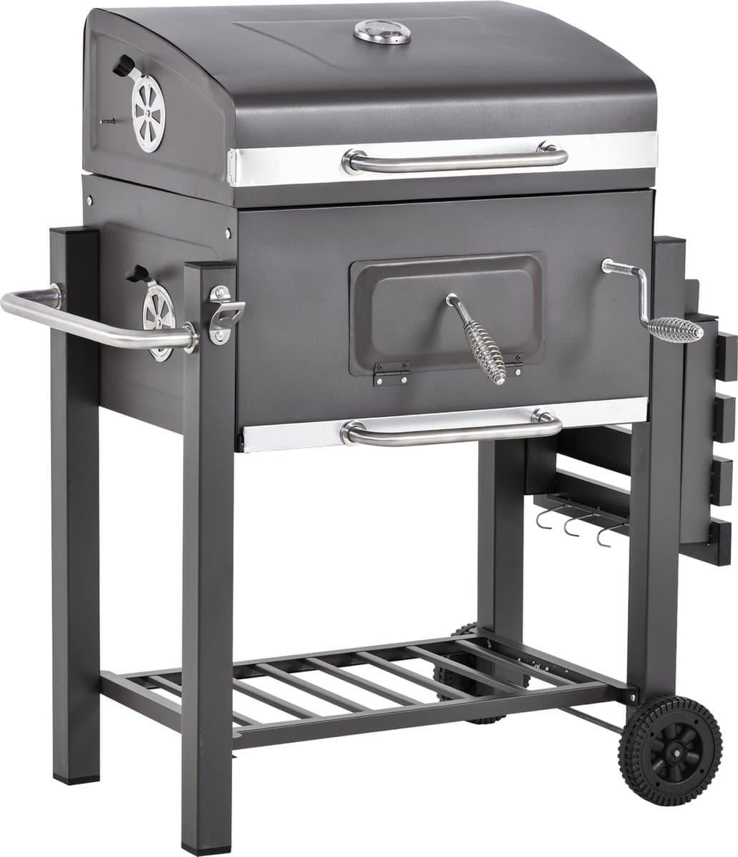 Outsunny Grillwagen houtskoolgrill houtskoolgrill BBQ-grill staande grill tuingrill roestvrij staal 846-013 — afbeelding 1