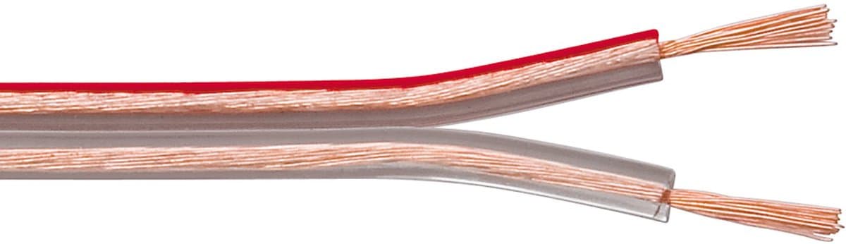 Goobay Luidsprekerkabel 25 m transparant, 2 x 1,5 mm² OFC-koper met polariteitsmarkering, flexibele PVC-mantel, voor hifi-systemen en luidsprekers — afbeelding 1