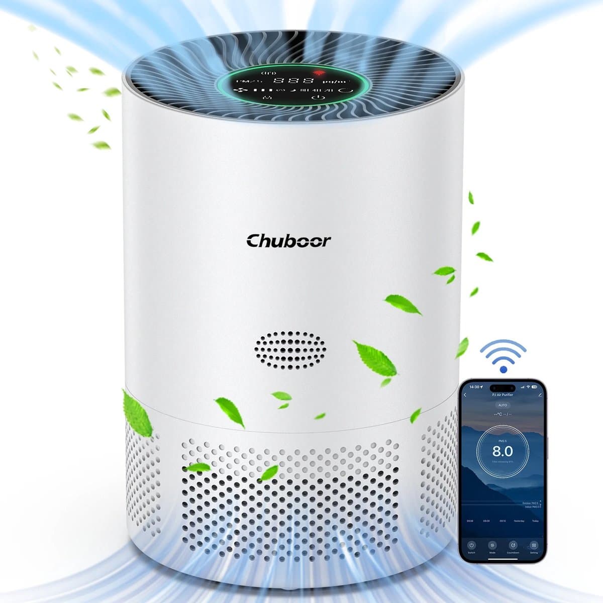 Marqs Luchtzuiveraar - Luchtreiniger - Luchtreinigers met H13 HEPA filter - Wit - 25 DB - 40m2 - Wifi - Kinderslot - Energiezuinig — afbeelding 1