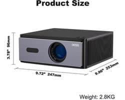 Beamer 1600 ANSI Lumen - 1080P Full HD Resolutie - LCD Scherm - Zwart - Voor Thuisbioscoop En Presentaties