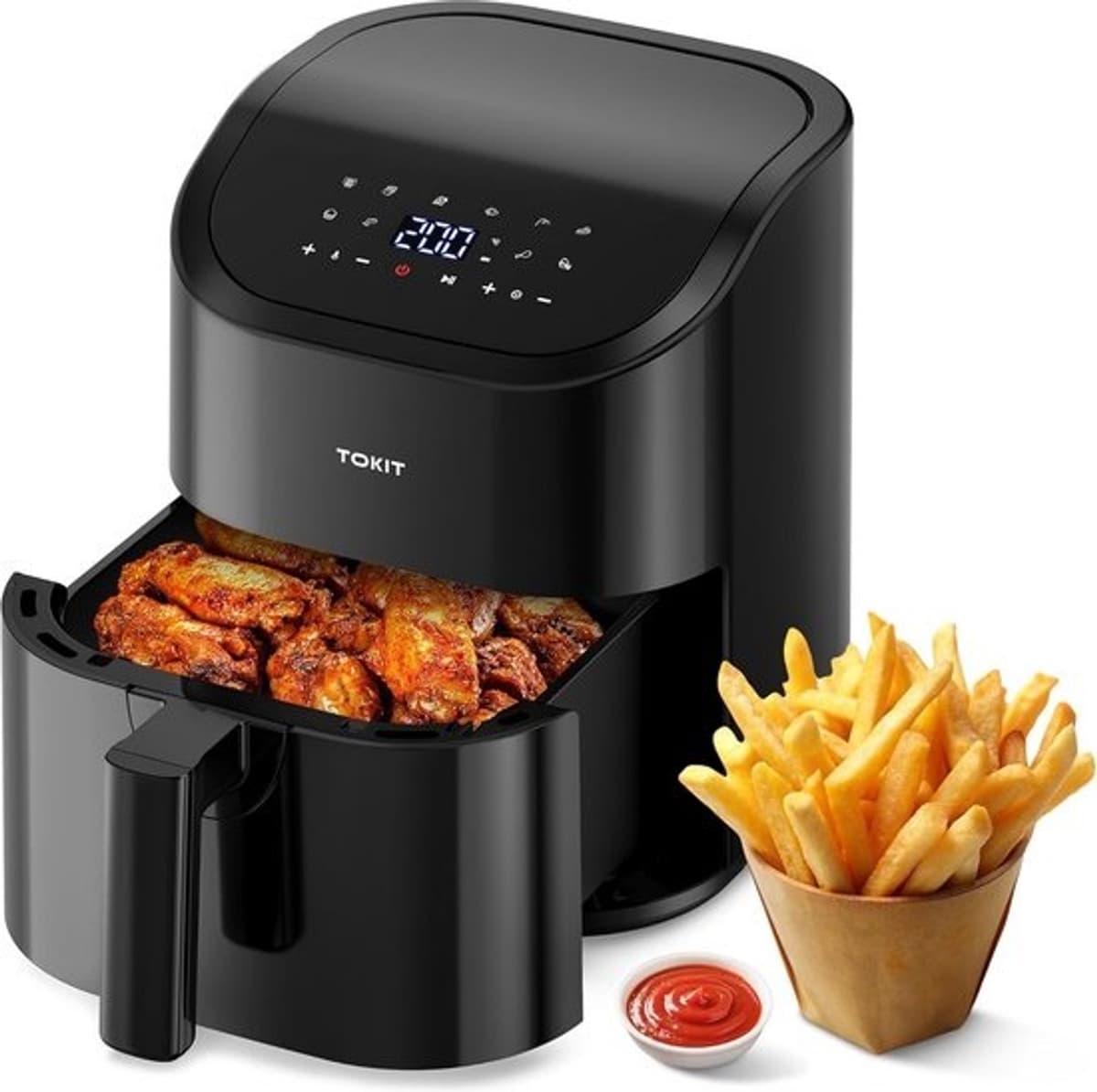 Compacte heteluchtfriteuse met 10 programma's - 4.5 liter en 1500W vermogen — afbeelding 1