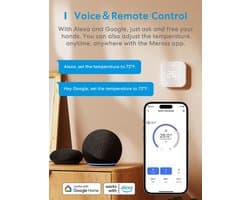 Slimme Thermostaat Boiler Vloerverwarming WLAN-verwarmingsthermostaat Kamerthermostaat Verwarmen & koelen Intelligente wandthermostaat voor Alexa & Google spraakbesturing, afstandsbediening