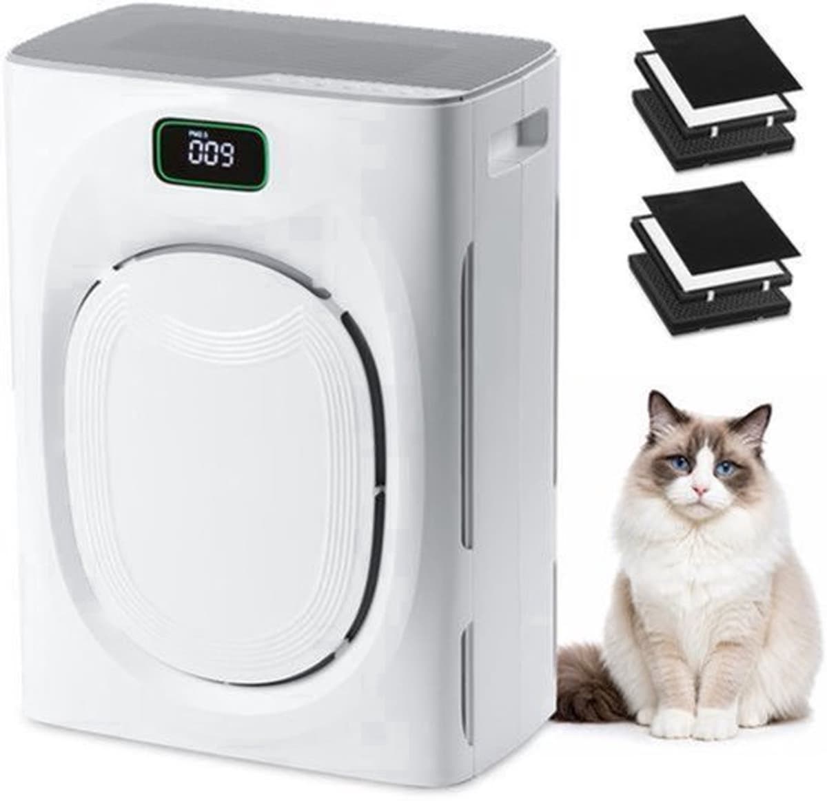 Luchtreiniger Hepa-filter Met Actieve Koolfilter - 48 Watt Vermogen - 40 m² Oppervlakte - Wit - Voor Huisdieren Allergieën — afbeelding 1
