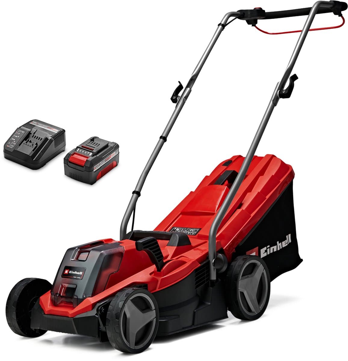 Einhell Accu Grasmaaier GE-CM 18/33 Li Kit - Power X-Change - 18 V/Li-Ion - Maaibreedte: 33 cm - Aanbevolen gazonoppervlakte: tot 200 m² - 30 L opvangzak - Maaihoogte: 25-65 mm - Incl. 4.0 Ah Accu en lader — afbeelding 1