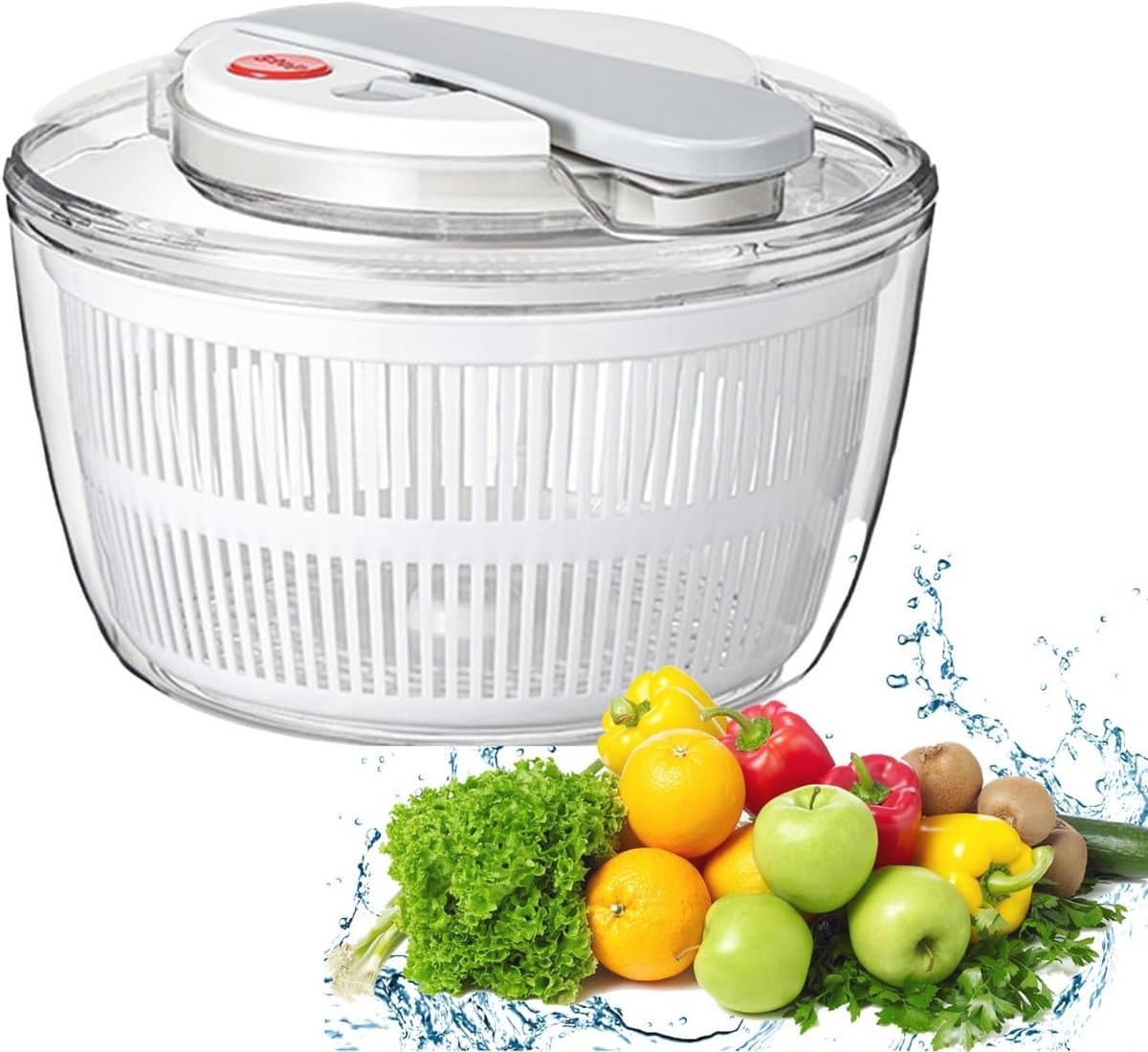 Multifunctionele Saladewasmachine - Keukensaladespinner met Afdruiprek en Vergiet — afbeelding 1