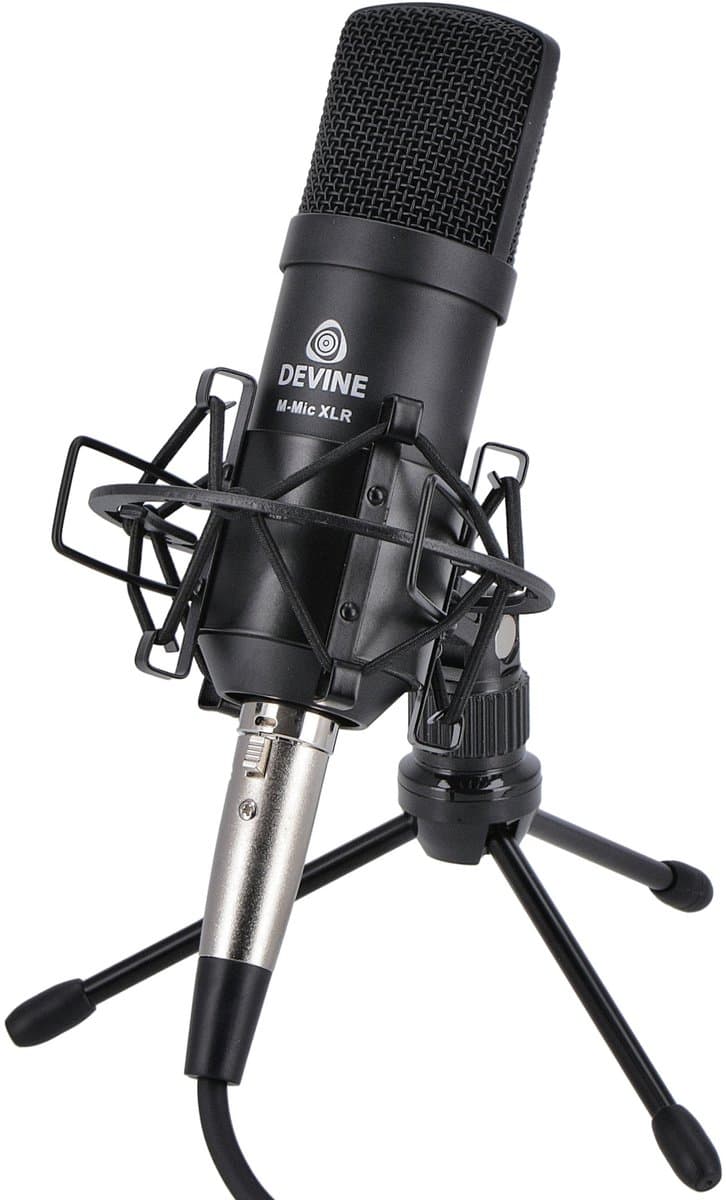 Condensatormicrofoon - incl. shockmount, kabel, statief - Met gratis lessen - Zwart - Devine M-Mic XLR BK — afbeelding 1