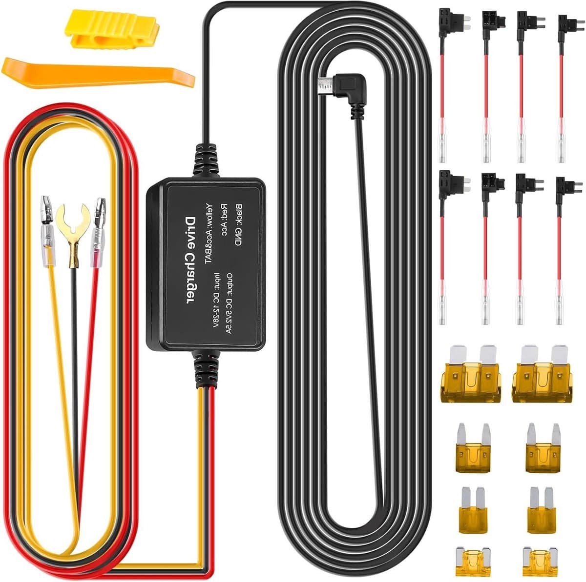 Hardwire Kit USB-C Display voor Dash Cam - Dashboard Camera Car Charger Cable Kit - 12V naar 5V Kabel voor Laagspanningsbeveiliging van Zekeringen — afbeelding 1