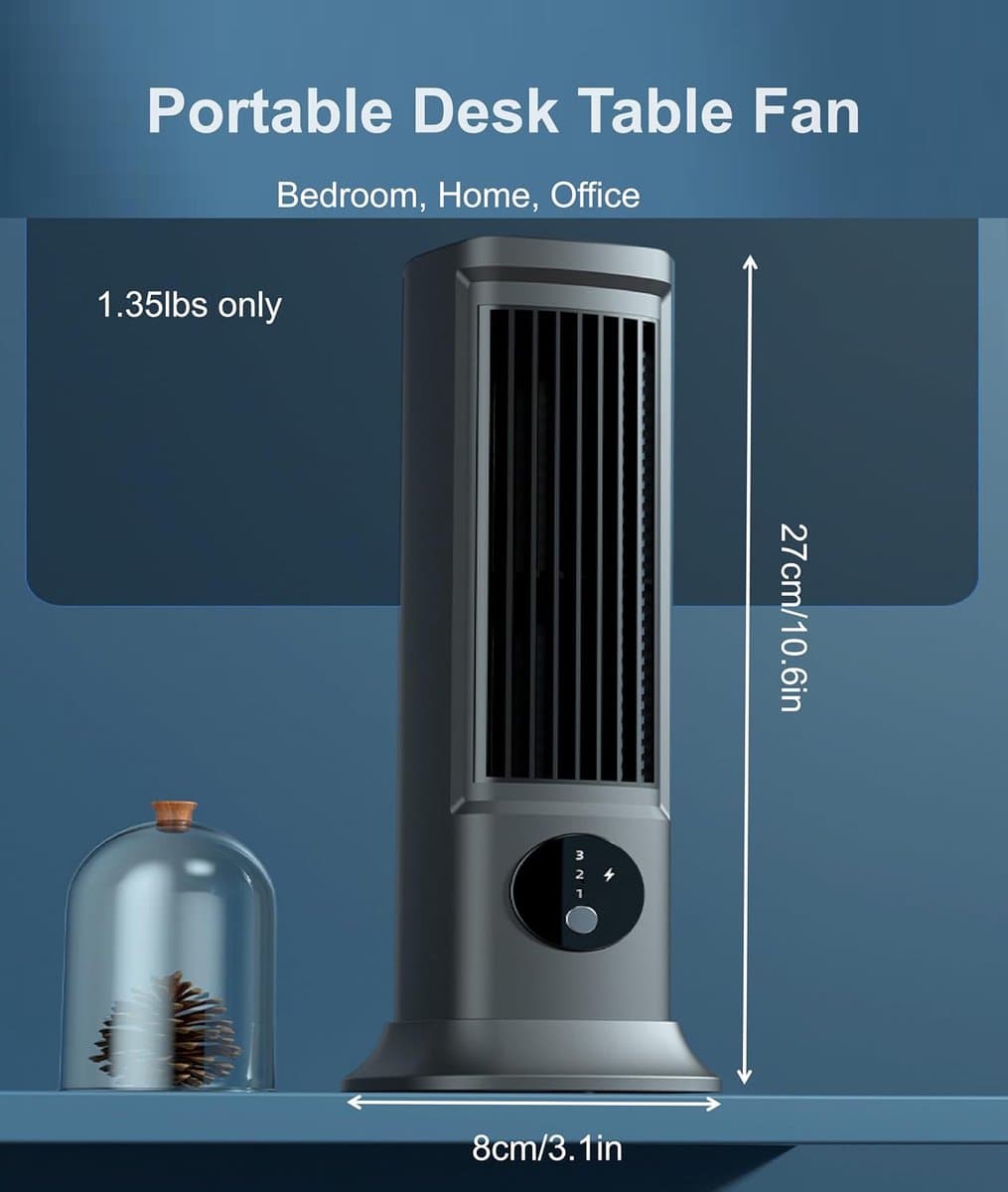 Torenventilator - Bladloze ventilator - Bureau koeling - Veilig bladloos ontwerp - 10 inch - Zwart — afbeelding 1