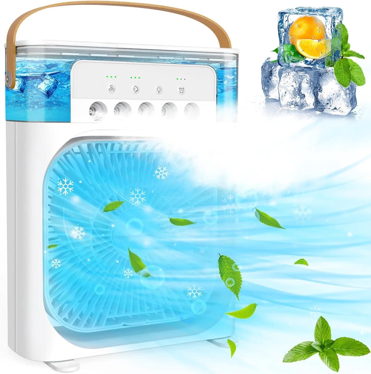 Persoonlijke Aircooler | Stille draagbare mist‑ventilator, USB‑gevoed, 3‑snelheden, 1‑2‑3 uur timer, 360° verstelbaar, bureau‑koeler voor kantoor, thuis, kamer en auto (Wit) — afbeelding 1