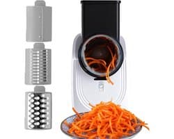 Automatische Kaasrasp - Keuken Snijmachine - Maaltijdvoorbereiding Vereenvoudigen - 3 Verschillende Snijders - 15 x 18 x 15 cm - Zilverkleurig