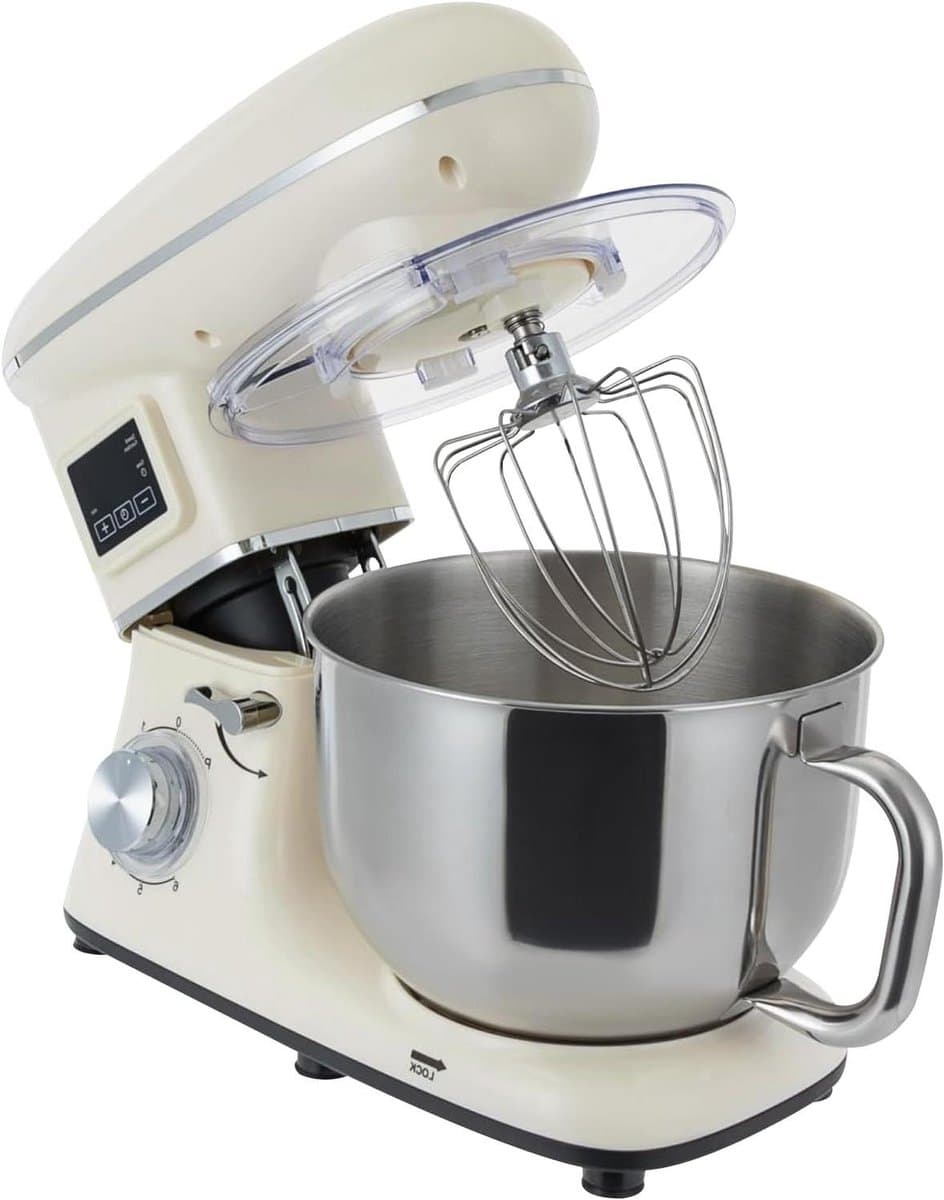 Keukenmachine - Roer- en kneedmachine - Bakken en mixen - LCD timer functie - 62 liter kom - Wit — afbeelding 1