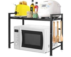 Microwave Rack 2 Stage - Stable Carbon Steel Microwave Stand for Kitchen Countertops