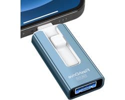 USB Flash Drive - Geheugenstick Telefoon - Foto Opslag - Hoge Snelheid - 256GB - Blauw