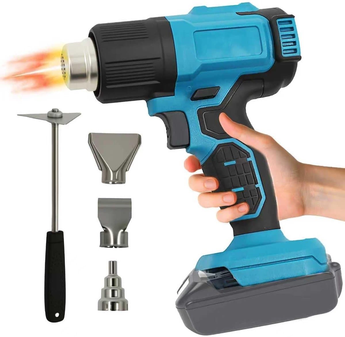 350 W Cordless Hot Air Gun Compatible with Ma-Kita 18 V Battery, 86-1022 °F Hot Air Gun for DIY Crafts, Includes 3 - ShopVlot — afbeelding 1