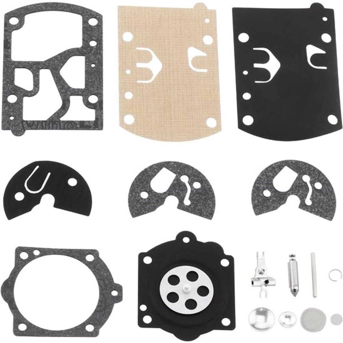 Carburettorkit 1 Set - Compatibel met Walbro/Husqvarna - Kunststof/Papier/IJzer - Flexibel Membraan - Grasmaaier/Kettingzaag - Carburateurkit — afbeelding 1