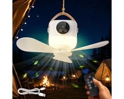 LISM-Camping plafondventilator met verlichting, tent plafondventilator, afstandsbediening, mini plafondventilator, tent plafondventilator, plafondventilator met verlichting, oplaadbare campingventilator - beige