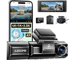 Dashcam voor auto - Zwart - 3,19 inch IPS-scherm - 4K+1080P+2.5K Resolutie - Met WiFi, GPS en Nachtzicht